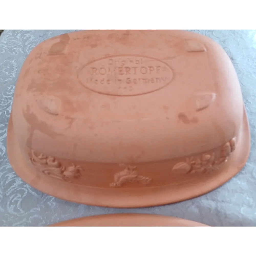 Romertopf 119 Germany Terracotta Orange Clay Large 14x10x7 Dutch Oven Roaster